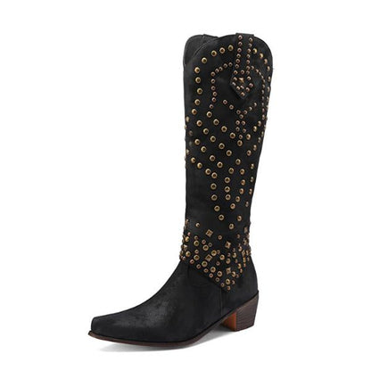 Eveloria Damen Cowboystiefel Absatz Leder