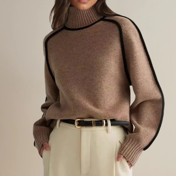 Damen Pullover Langärmlig Hoher Kragen