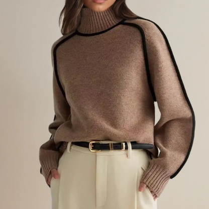 Damen Pullover Langärmlig Hoher Kragen