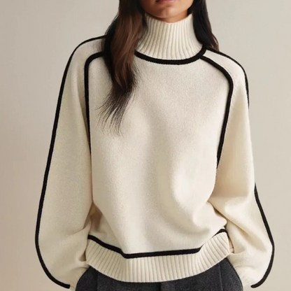 Damen Pullover Langärmlig Hoher Kragen
