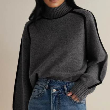 Damen Pullover Langärmlig Hoher Kragen