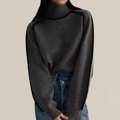 Damen Pullover Langärmlig Hoher Kragen