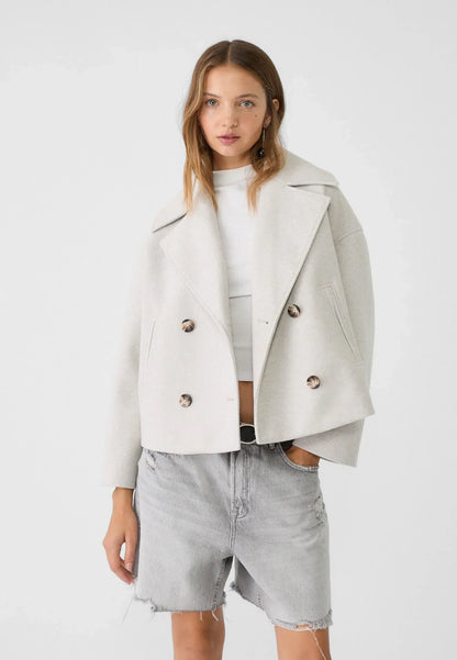Damen Oversize Kurzmantel Herbst Übergang - Eveloria