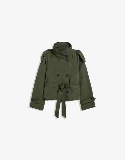 Damen Kurztrenchcoat Taillengürtel Wetterfest