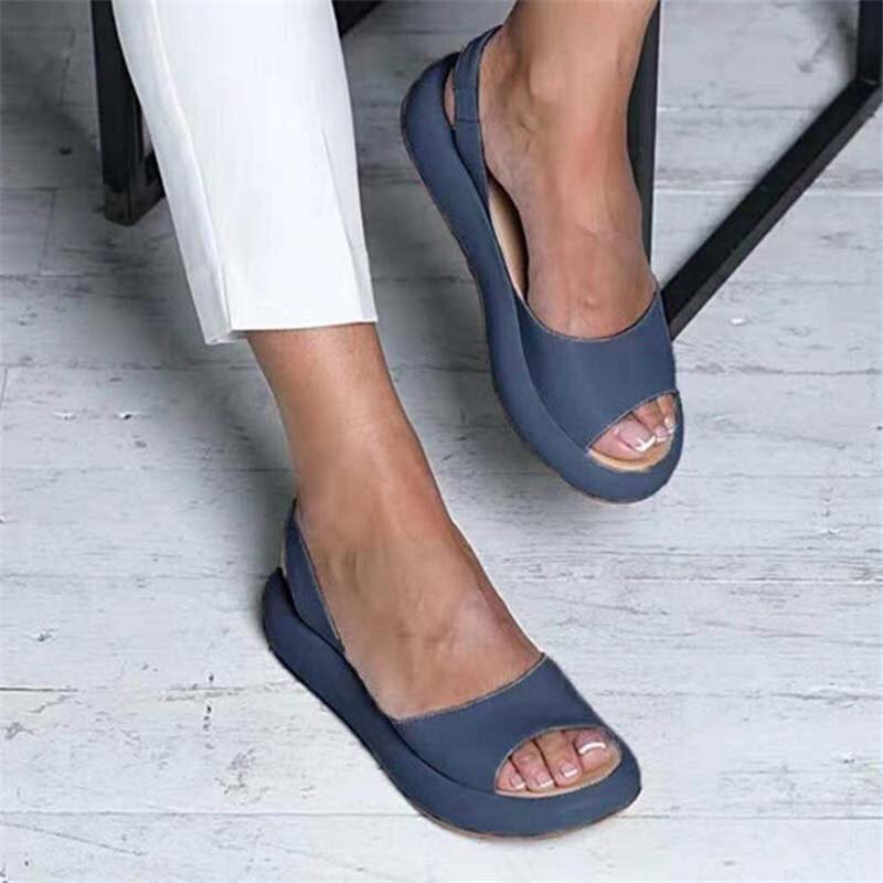 Damen Slingback-Sandalen Offene Zehen Leder