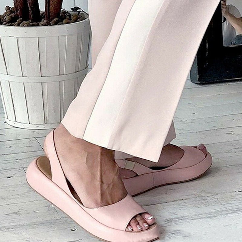 Damen Slingback-Sandalen Offene Zehen Leder