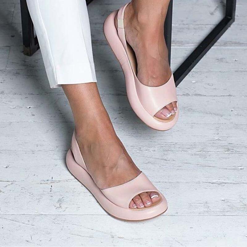 Damen Slingback-Sandalen Offene Zehen Leder Schwarz - Eveloria