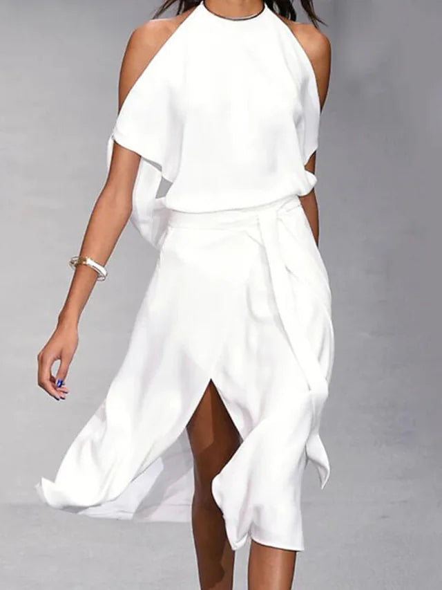 Eveloria Damen Off-Shoulder Midi-Kleid Lässig