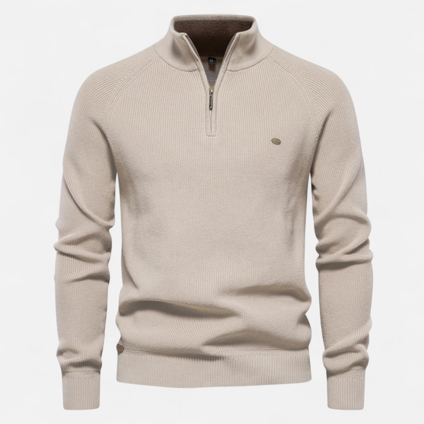 Herren Strickpullover Stehkragen Reißverschluss Feine Baumwolle