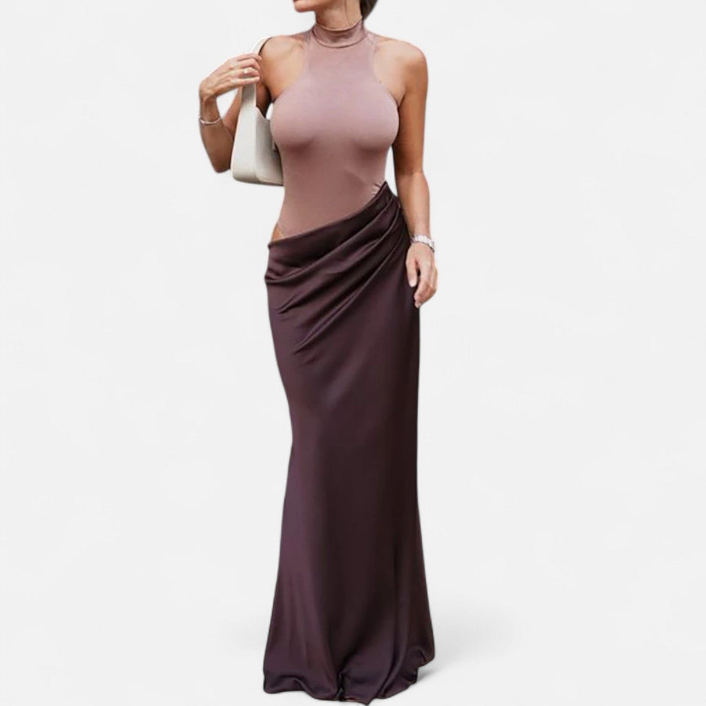 Damen Maxikleid Neckholder Cut-Out Kleid