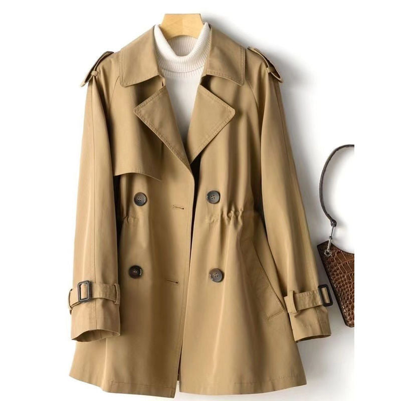 Eveloria Damen Trenchcoat Doppeltknopf Klassisch Beige