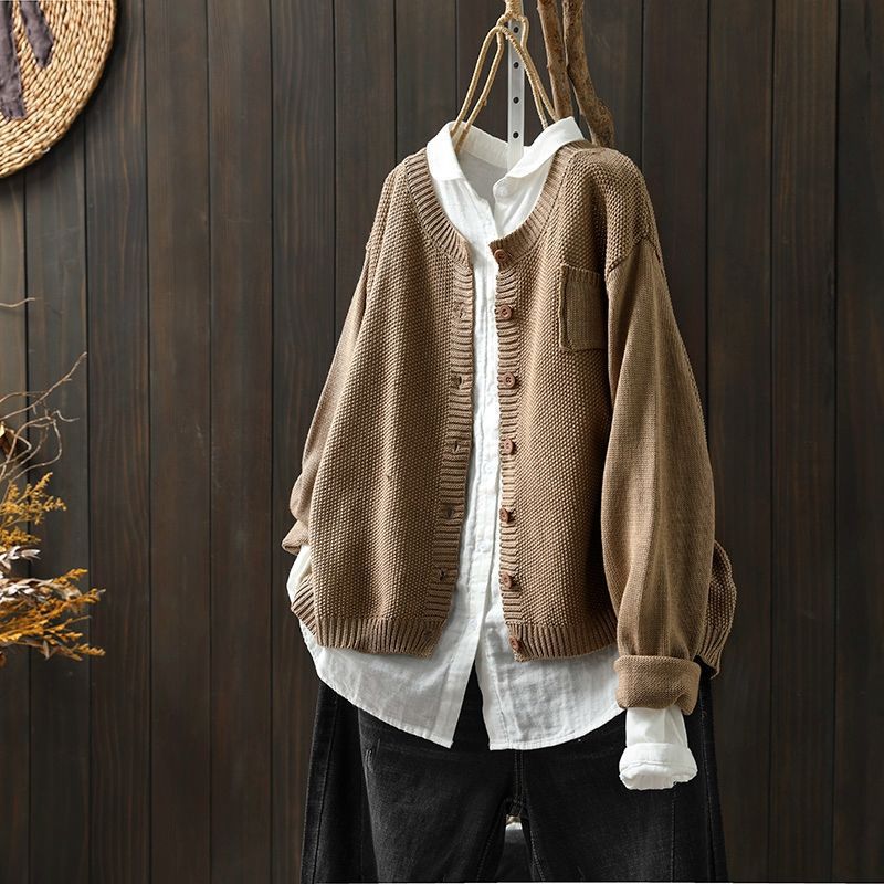 Damen Übergroße Strickjacke mit Knöpfen