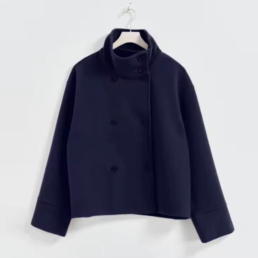 Damen Kurzjacke Übergangsjacke Hochkragen Alltag Beige