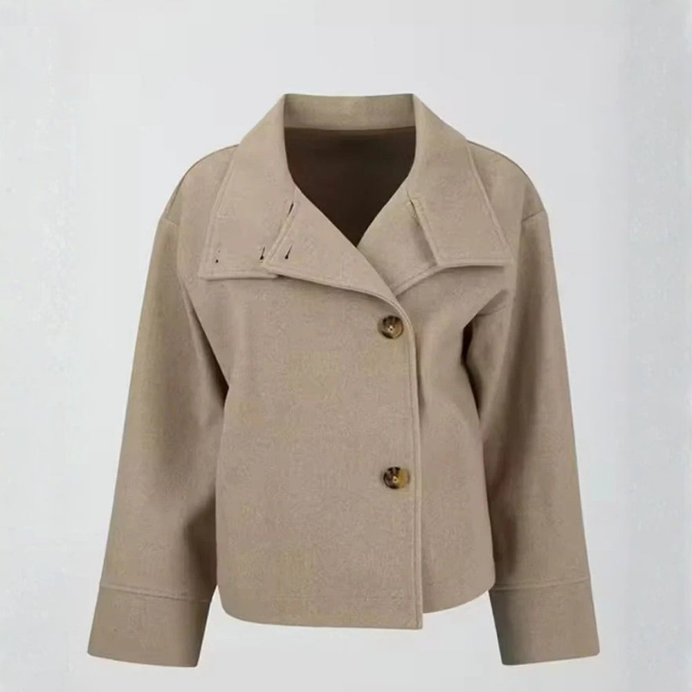 Damen Kurzjacke Übergangsjacke Hochkragen Alltag Beige