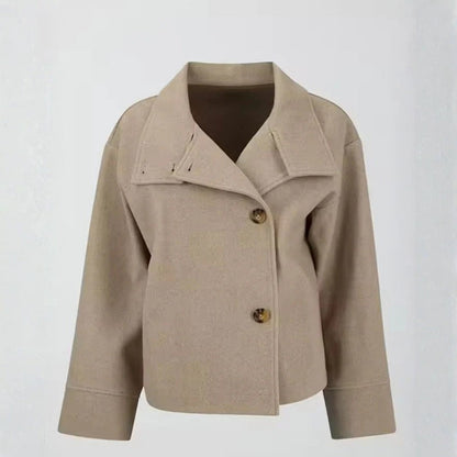 Damen Kurzjacke Übergangsjacke Hochkragen Alltag Beige