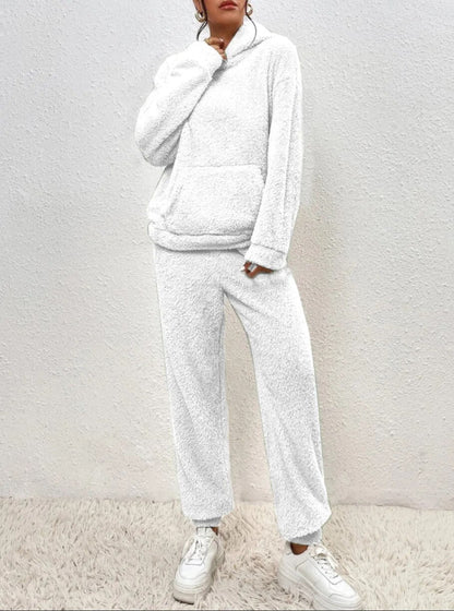 Damen Teddy Lounge Set Zweiteilig Kuschelig Grau