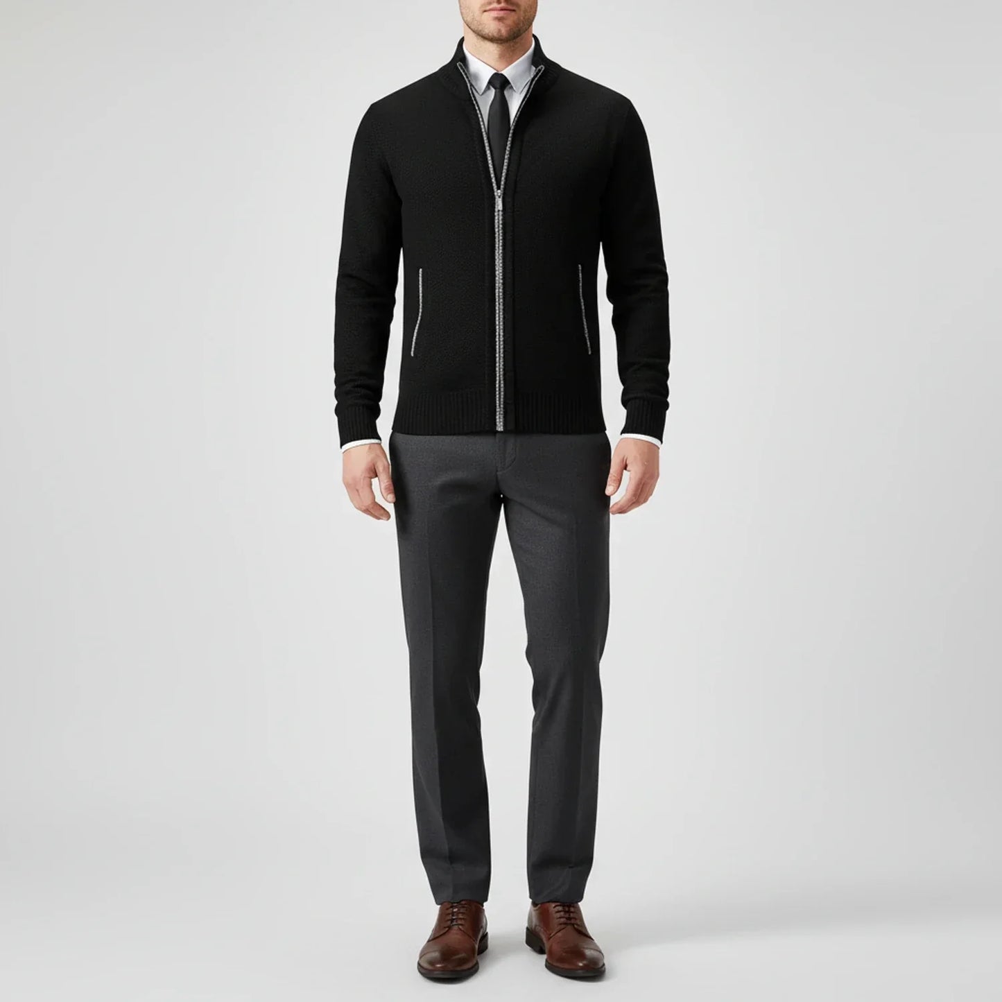 Herren Strickjacke Reißverschluss Vorne