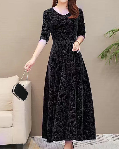 Damenkleid Mittellange Ärmel Allover-Design