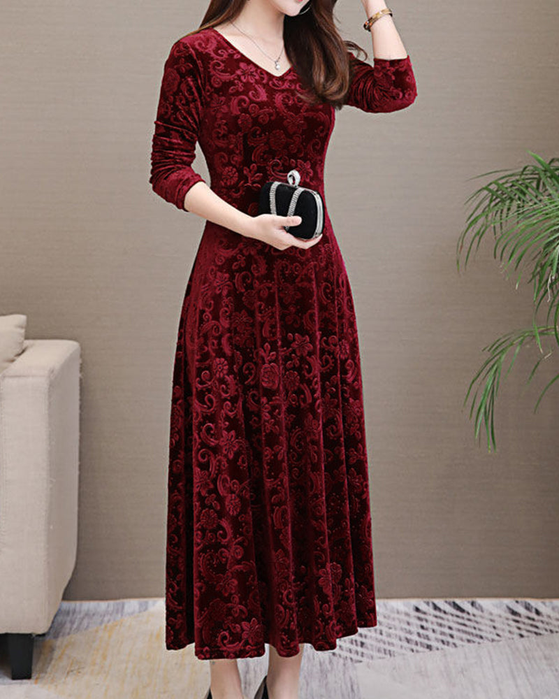 Damenkleid Mittellange Ärmel Allover-Design