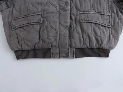 Damen Übergroße Graue Bomberjacke