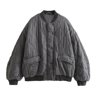 Damen Übergroße Graue Bomberjacke