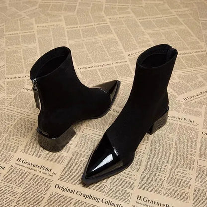 Damen Winter Ankle Boots Mit Blockabsatz