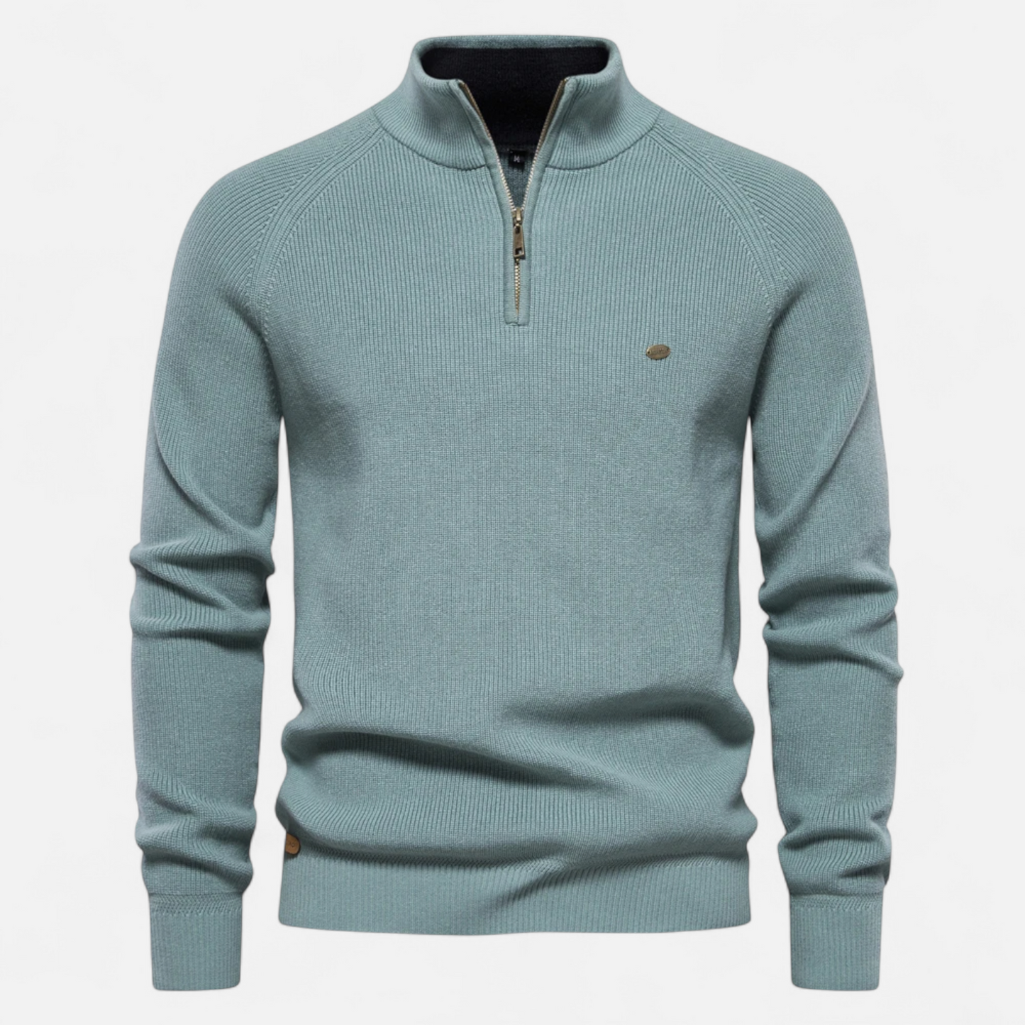 Herren Strickpullover Stehkragen Reißverschluss Feine Baumwolle