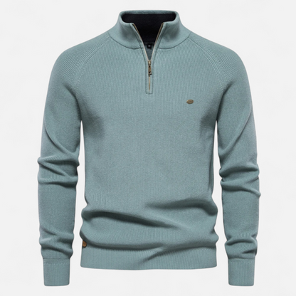 Herren Strickpullover Stehkragen Reißverschluss Feine Baumwolle