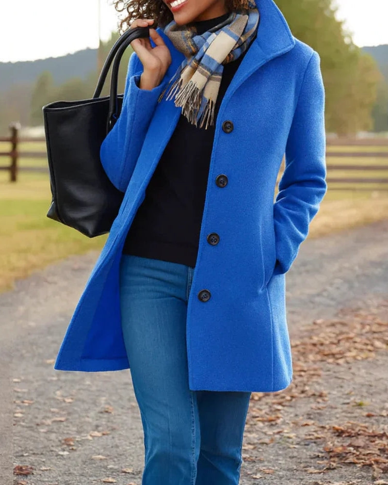 Damen Trenchcoat Klassisch Wollmix
