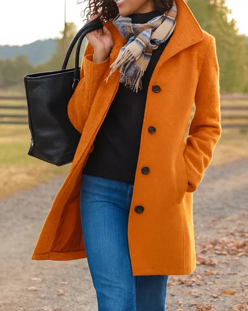 Damen Trenchcoat Klassisch Wollmix