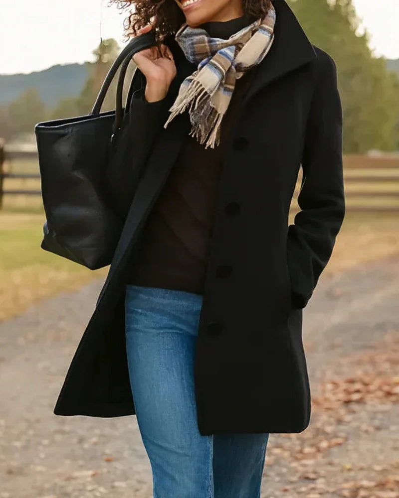Damen Trenchcoat Klassisch Wollmix