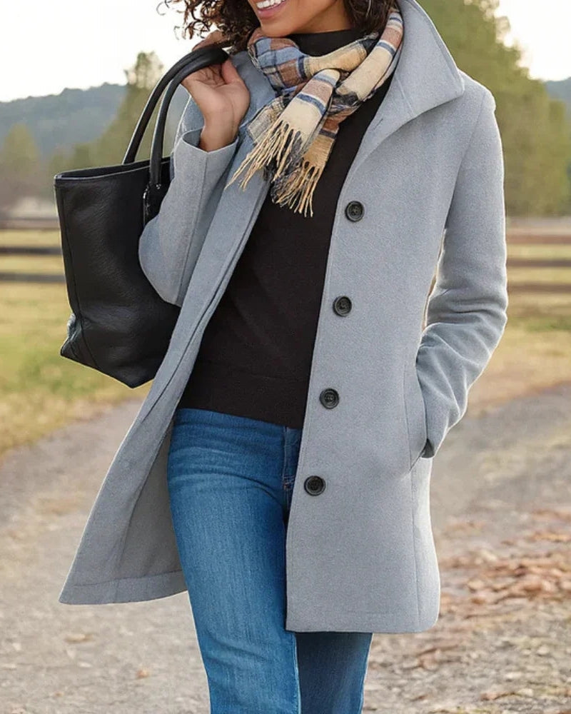 Damen Trenchcoat Klassisch Wollmix