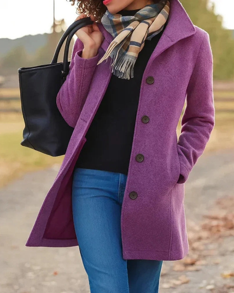 Damen Trenchcoat Klassisch Wollmix