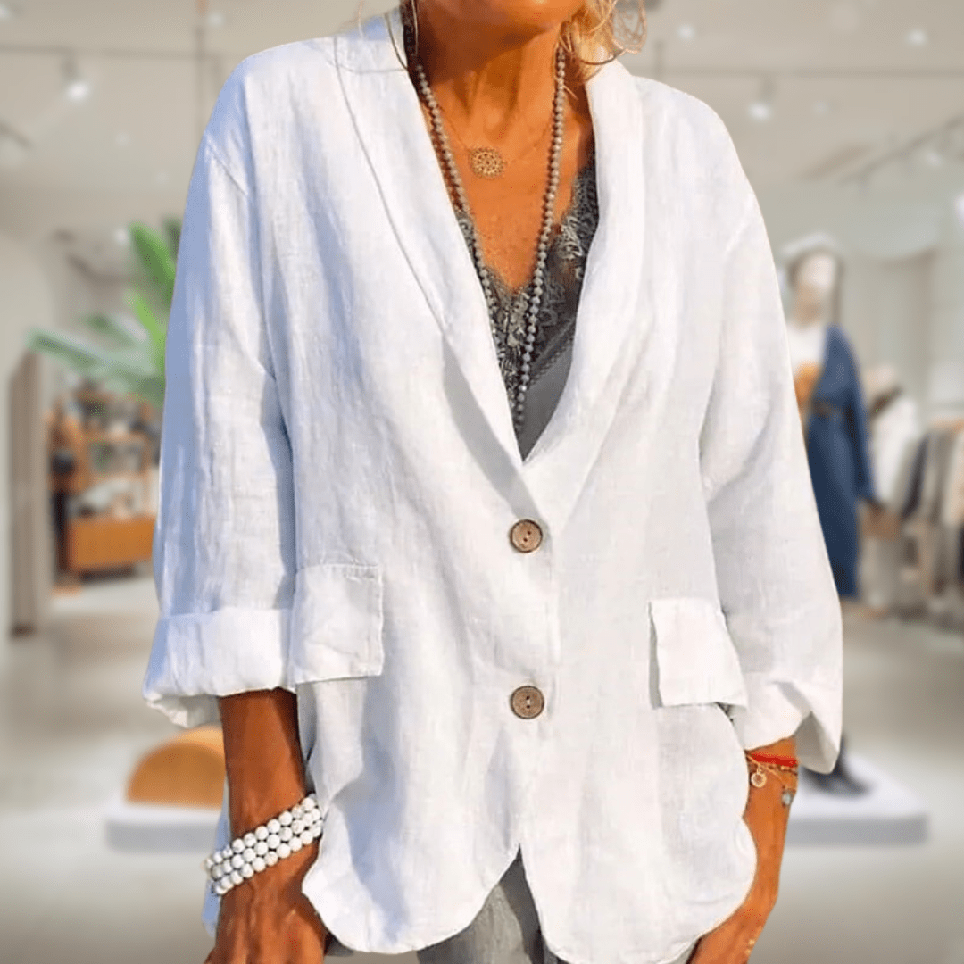Eveloria Damen Leinenblazer Beige