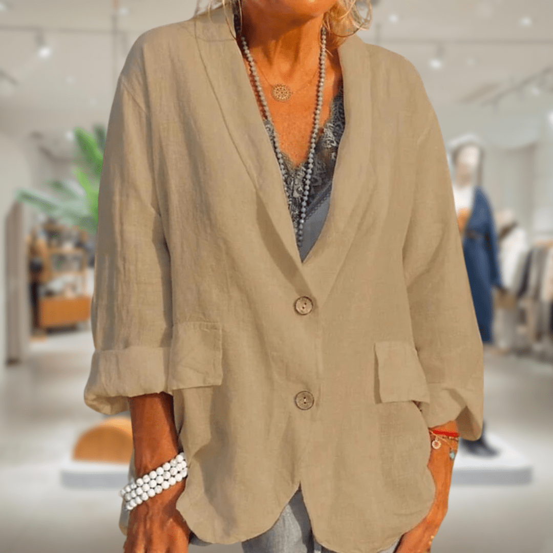 Eveloria Damen Leinenblazer Beige - Eveloria
