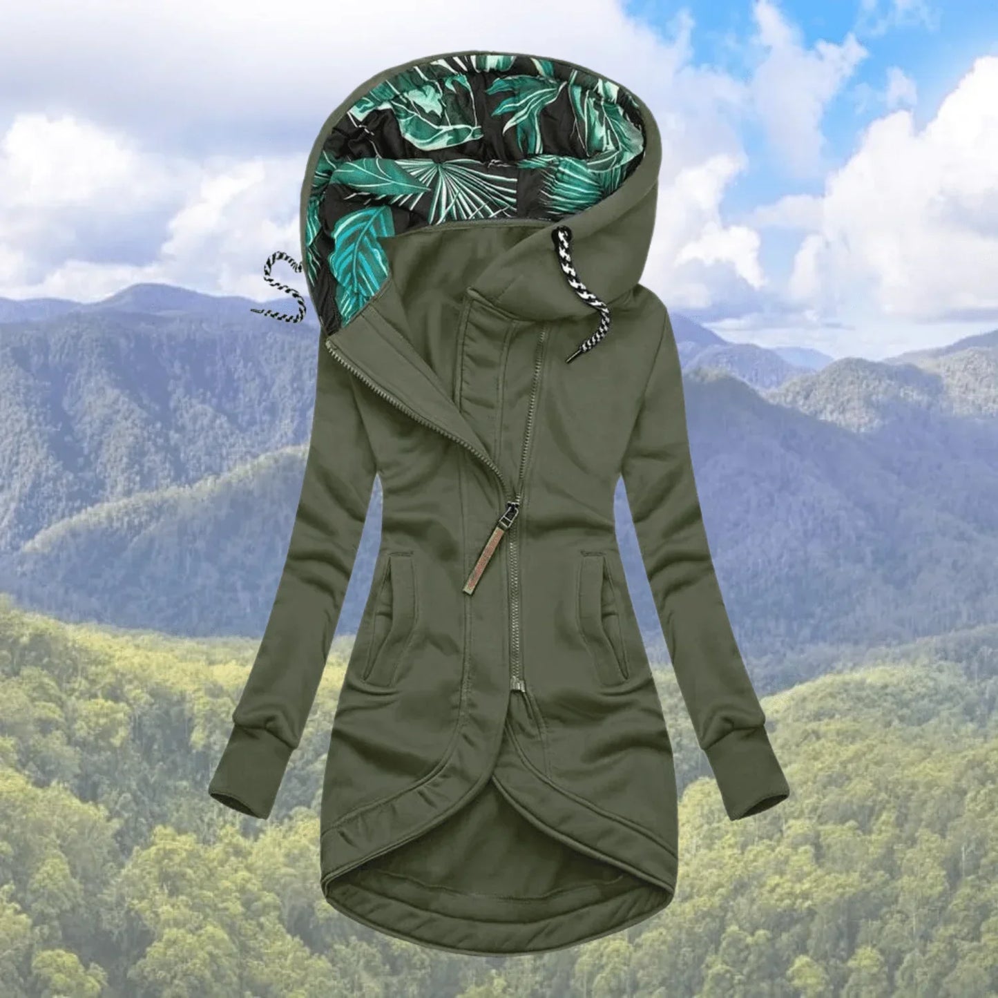 Eveloria Damen Reißverschluss-Jacke mit Kapuze - Eveloria