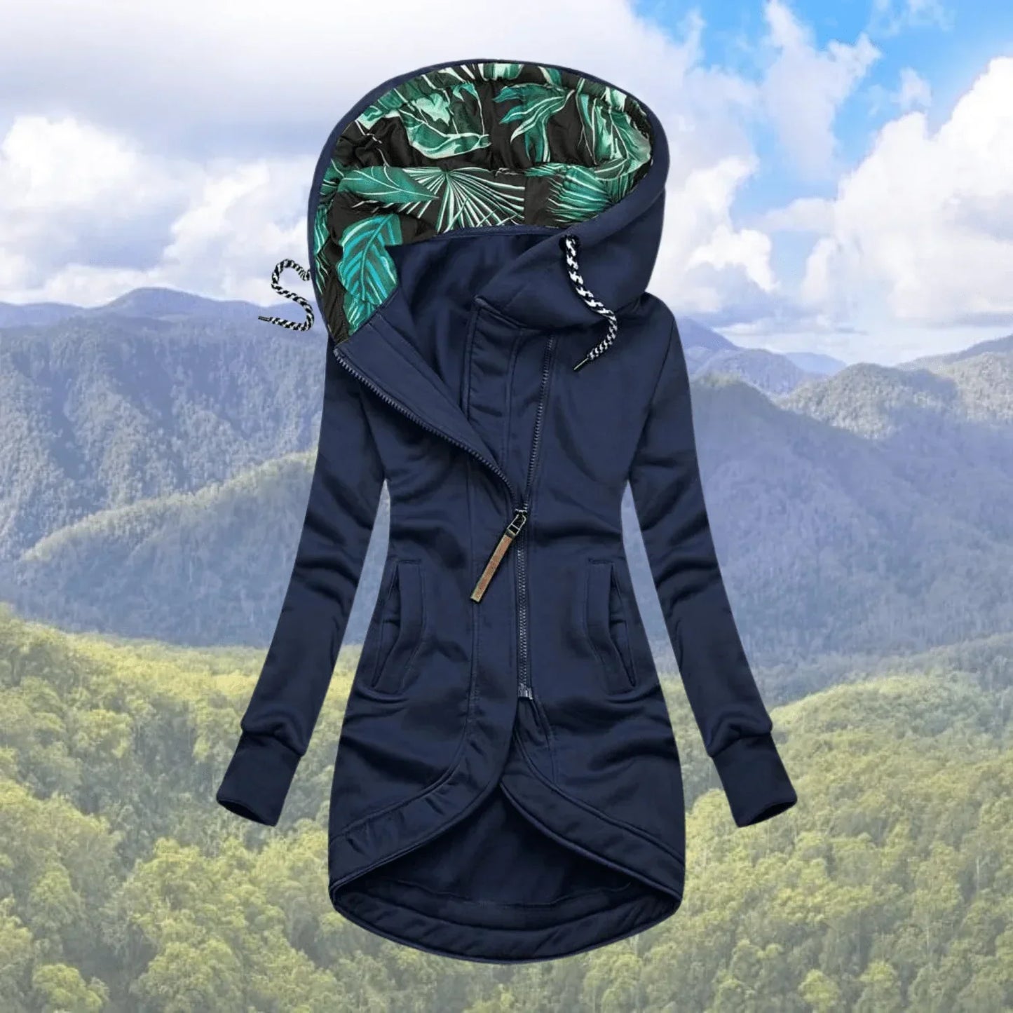 Eveloria Damen Reißverschluss-Jacke mit Kapuze