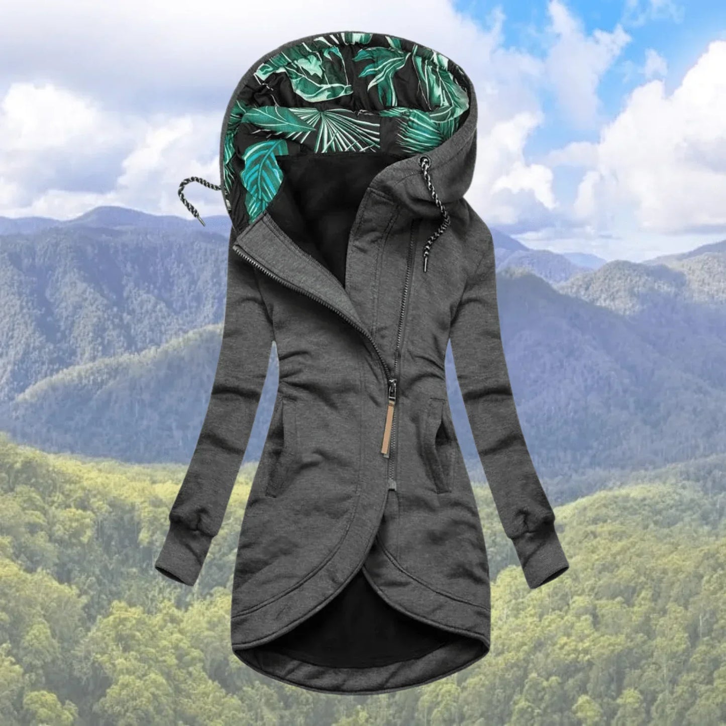 Eveloria Damen Reißverschluss-Jacke mit Kapuze