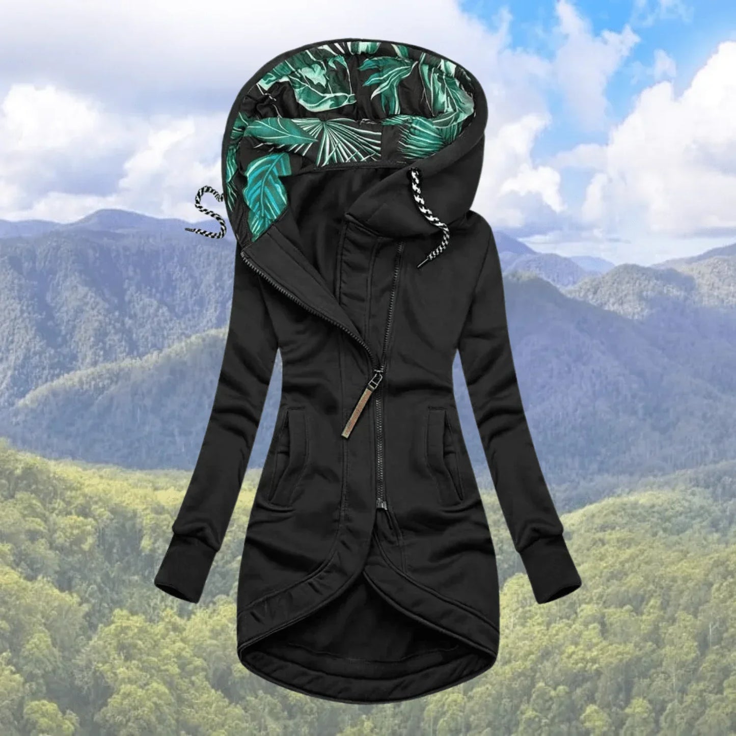 Eveloria Damen Reißverschluss-Jacke mit Kapuze