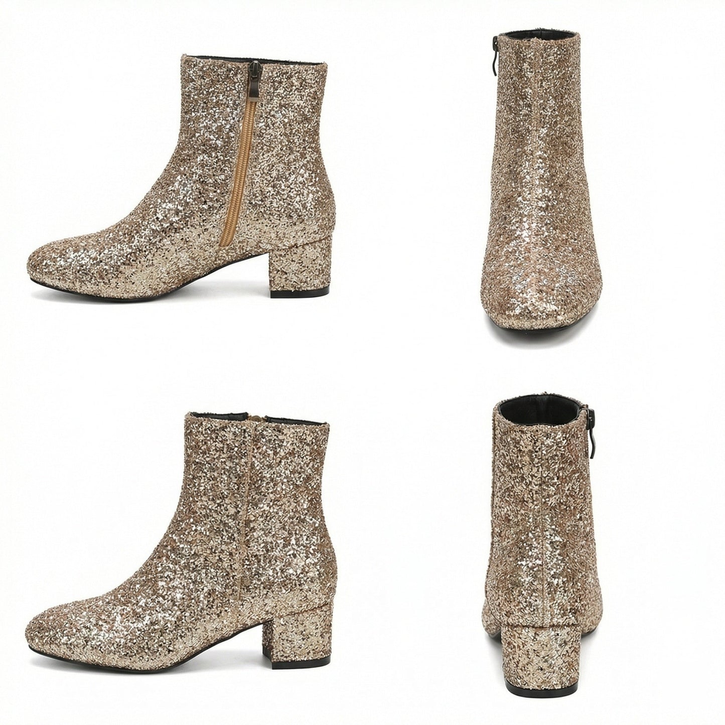 Eveloria Damen Ankle Boots Glitzernd Blockabsatz