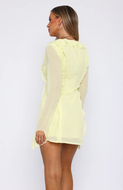Damen Langärmliges Minikleid mit Rüschen