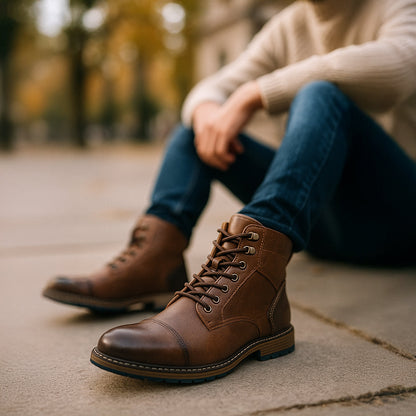Herren Lederstiefel Vintage Ankle Boots