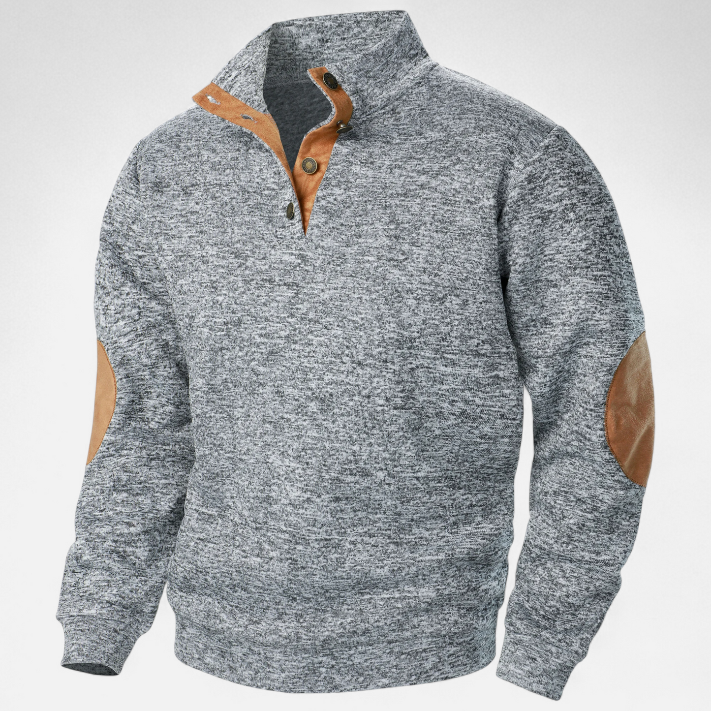Levi Herren Strickpullover Stehkragen Patchwork Braun