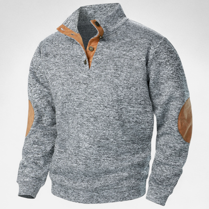 Levi Herren Strickpullover Stehkragen Patchwork Braun