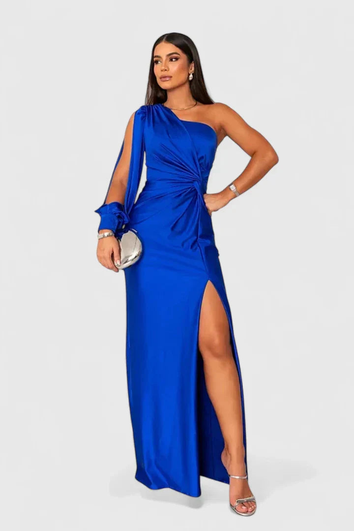 Damen Abendkleid Einer Schulter Raffung