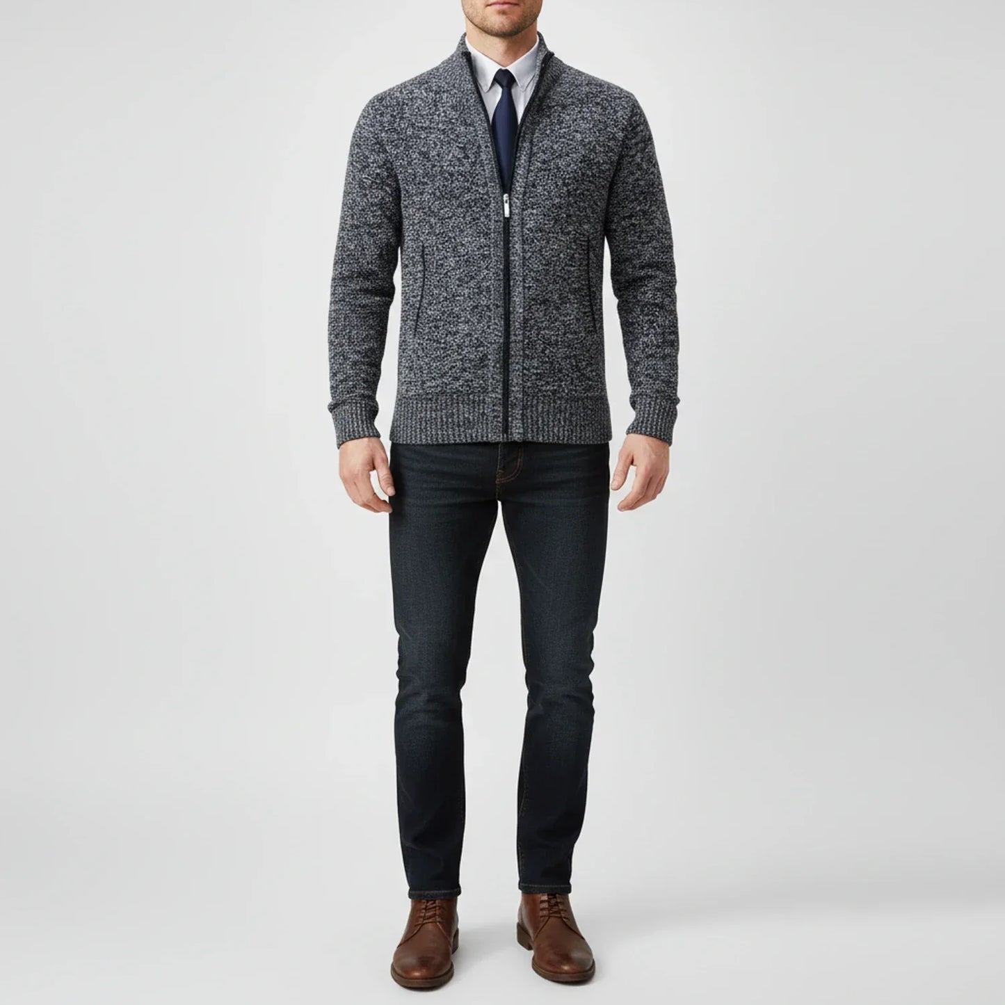 Herren Strickjacke Reißverschluss Vorne