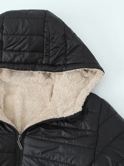 Damen Steppjacke mit Kapuze Warmes Fleece