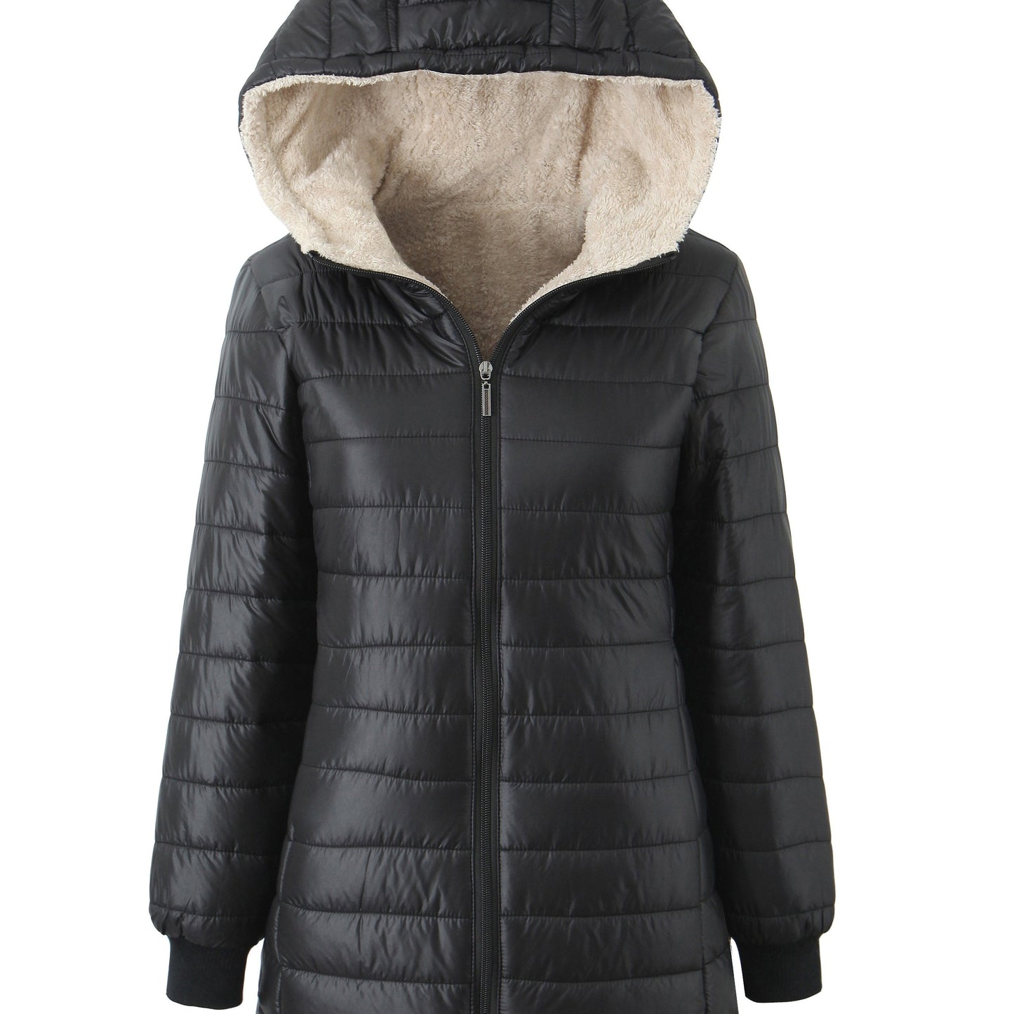 Damen Steppjacke mit Kapuze Warmes Fleece