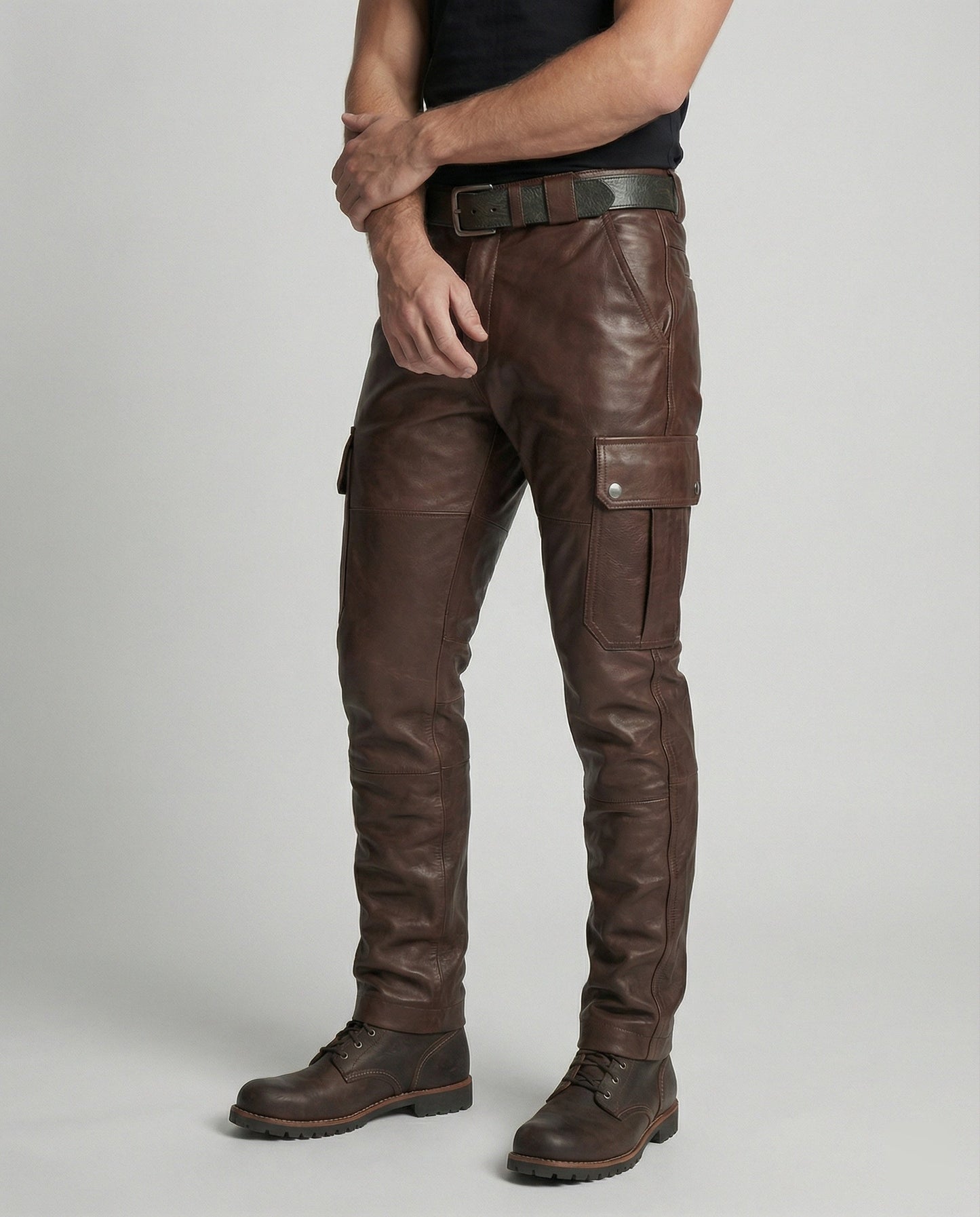 Herren Lederhose Cargo-Style mit Taschen - Eveloria