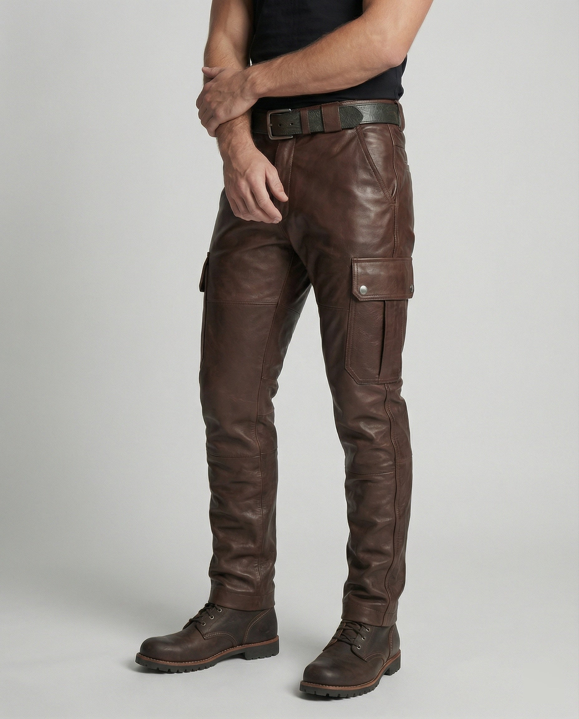 Herren Lederhose Cargo-Style mit Taschen - Eveloria